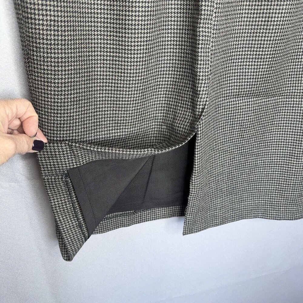 Y2K Lauren Ralph Lauren Wool Houndstooth Skirt Sz 10 Black Gray Lined Straight - Picture 4 of 9